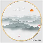圆形水墨画