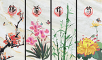 梅兰竹菊背景墙装饰画