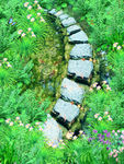 鲜花草地小溪3D地板地贴
