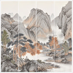 古典山水中堂中式装饰画小四屏