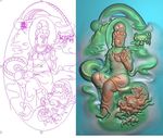 观音骑龙挂件观音牌子玉雕精雕图