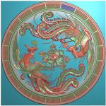 凤凰牡丹花挂屏凤穿牡丹精雕图