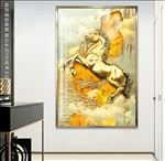 马到成功金色油画风景装饰画