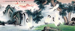 松鹤延年山水画招财画