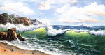 海浪海边海纳百川油画