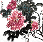 牡丹花鸟画