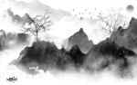 灰色山水新中式画 TIF分层