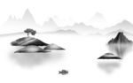 灰色山水新意境画 TIF分层