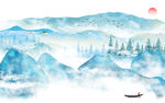 高清 大气山水画 TIF分层