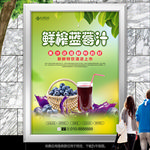 新鲜蓝莓汁海报灯箱展板展架单页