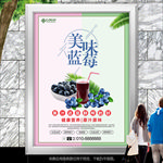 清新美味蓝莓汁海报灯箱展板展架