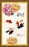 牡丹鲤鱼图