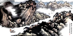 复古山水画水墨画