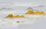 金色水墨山水