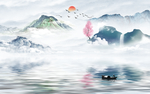 新中式抽象山水背景墙