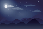 矢量图群山星空月亮夜景
