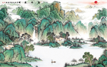 山水招财画背景墙