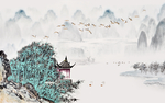 山水迷雾水墨画