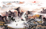 山水招财画背景墙