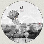 荷花荷叶水墨