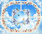 3D空中花园欧式天顶壁画