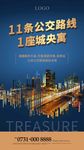 蓝色 公寓商业街海报微信