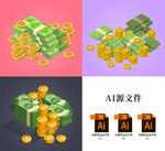 矢量现金金币