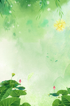 水彩春天绿色背景