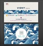 手绘名片 卡通海浪 手绘海浪