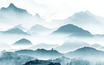 蓝色高清山水画 tif分层