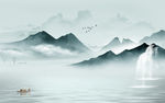 现代 高档山水画 tif分层