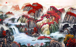 高清鸿运当头山水画tif分层