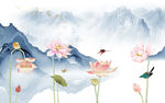 荷花中式中国风画 TIF分层
