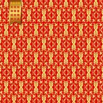 矢量红底烫金花纹设计