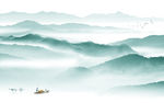 中式别墅山水画 TIF分层画
