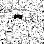 卡通小猫印花图案