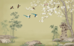手绘 玉兰 花鸟竹
