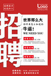 红色简约招聘海报