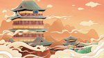 中国风滕王阁建筑插画
