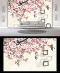 大理石花鸟电视背景墙