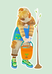 植树男孩插画矢量儿童