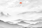 新中式抽象山水背景墙