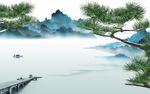 高清 山水画背景墙 TIF分层
