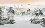 中国风水墨山水背景墙