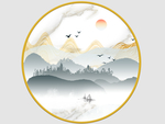 新中式圆形装饰画