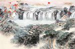 山水国画背景墙