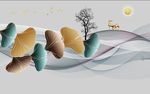 银杏树叶电视背景墙