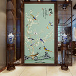 中式山水花鸟玄关图
