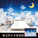 手绘自愈系鲸鱼