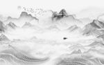 现代简约山水画 tif分层